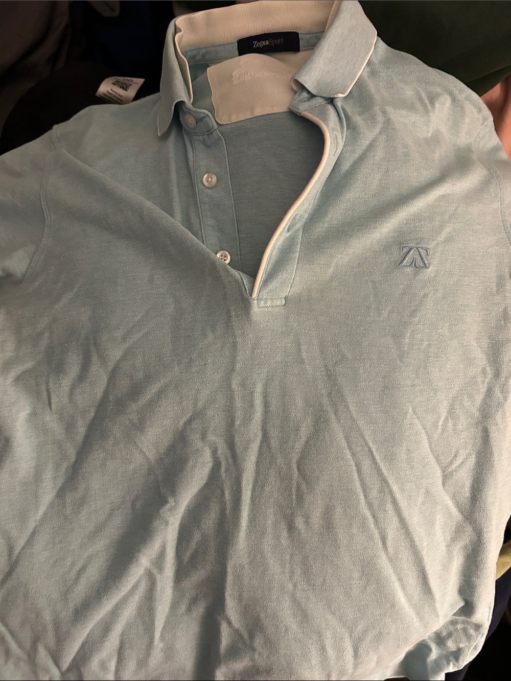Zegna Sport Light Blue Polo with Contrast Trim